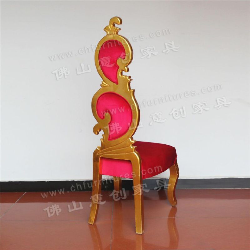 Luxury Golden Solid Wood Red Tufted Family Luxury Couple Chair Wedding Chair