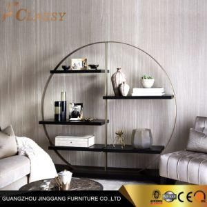 Luxury Modern Round Metal Bookcase Wood Display