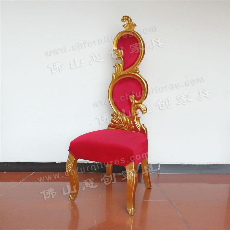 Luxury Golden Solid Wood Red Tufted Family Luxury Couple Chair Wedding Chair