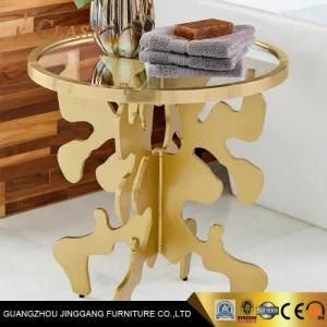 Dubai Luxury Modern Furniture Metal Side Table with Brass Frame