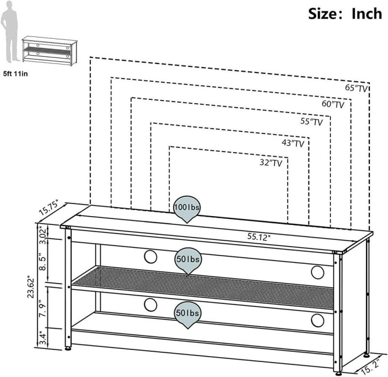 Modern Gray Gaming TV Stand TV Cabinet TV Console for Living Room