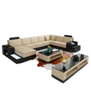 European Style Furniture Imitation Leather Sofa with Coffee Table