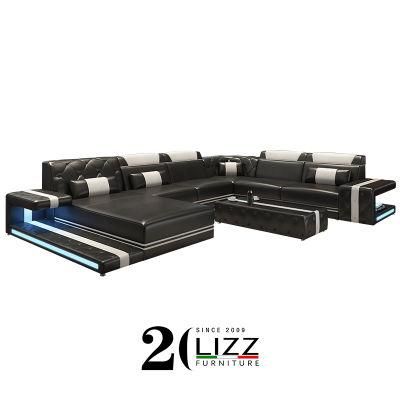 Italian Modern Design Home Lounge Genuine Leather Sectional Sofa