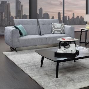 Light Gray Three Seat Fabric Sofa Living Room Furniture