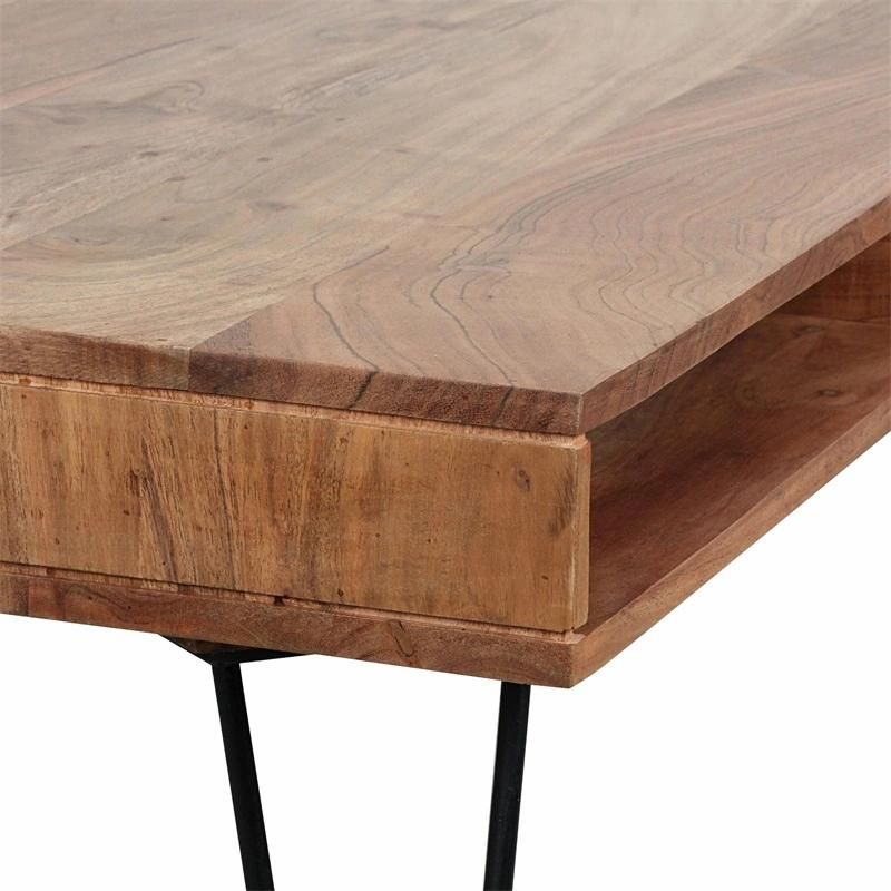 Brown Wooden Coffee Table with a Drawer