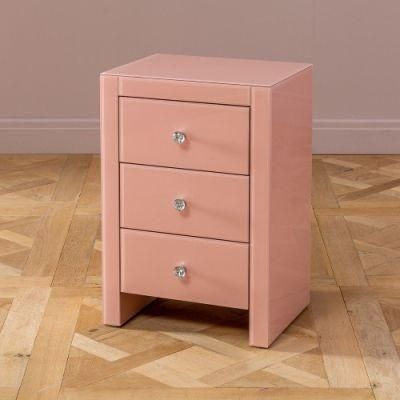 Modern Domestic Crushed Diamond Home Furniture Glass Bedside Cabinets