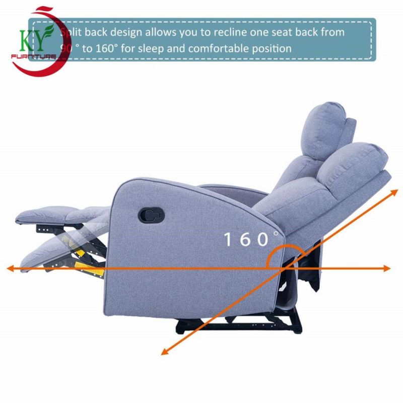 Jky Furniture Modern Design Technology Fabric Manual Recliner Sofa Set for (3+2+1) with Over-Filled Cushion and Customizable Drop Down Table