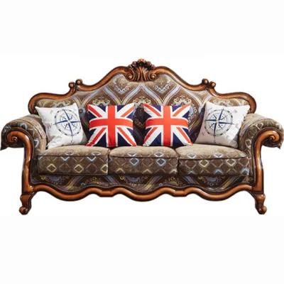 Optional Color Wooden Carved Fabric Sofa for Living Room Furniture