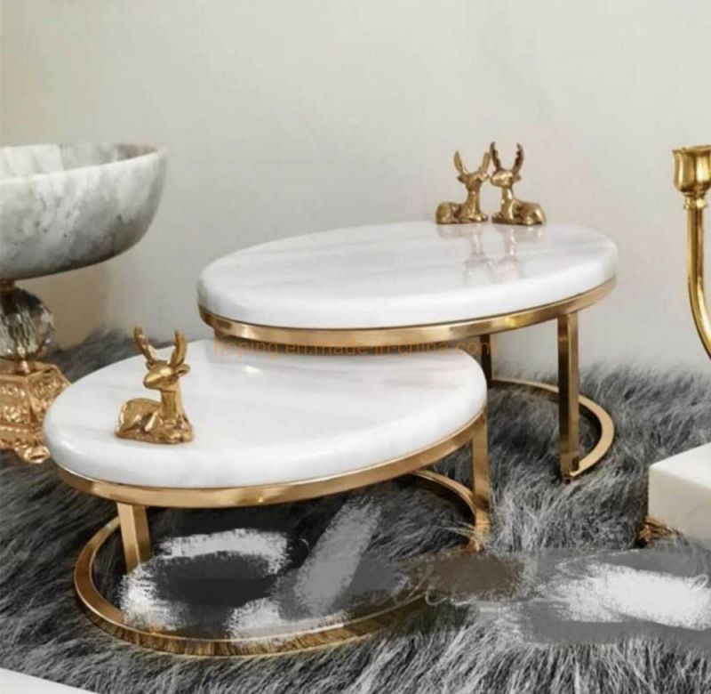 Model Small Coffee Table Sample Marble Top Stainless Steel Golden Coffee Side Table Mould