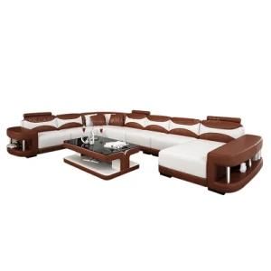 Italy Modern U Shape Leisure Living Room Furniture Leather Sofa