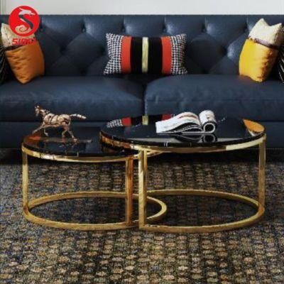 Luxury Furniture Black Marble Top Tea Table Stainless Leg Coffee Table