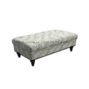 Modern Design Square Ottoman with Solid Wood Legs