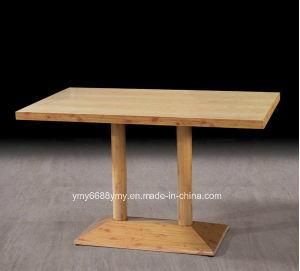 Rectangular Metal Base Restaurant Wood Table