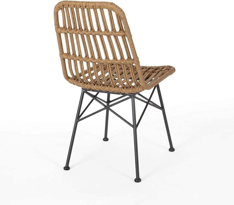 Outdoor Park Rattan Dining Chair Indoor Garden Furniture Metal Plastic Wicker Rattan Dining Chair