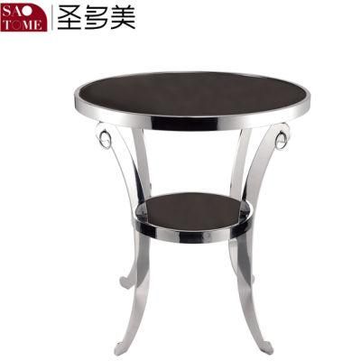 Home Living Room Furniture Practical Glass Stainless Steel Round Table