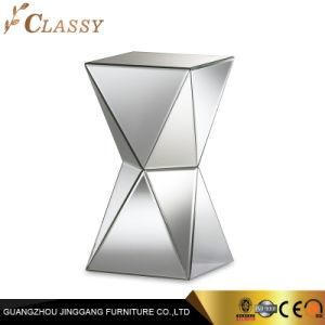 Hotel Living Room Spmirrored Beveled Glass Side Table with Stainless Steel Frame