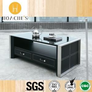 High Class Coffee Table with Black Tempered Glass (CT-V1)