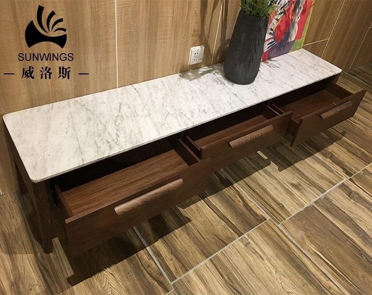 Marble Top TV Stand High Grade Ash Wood Frame