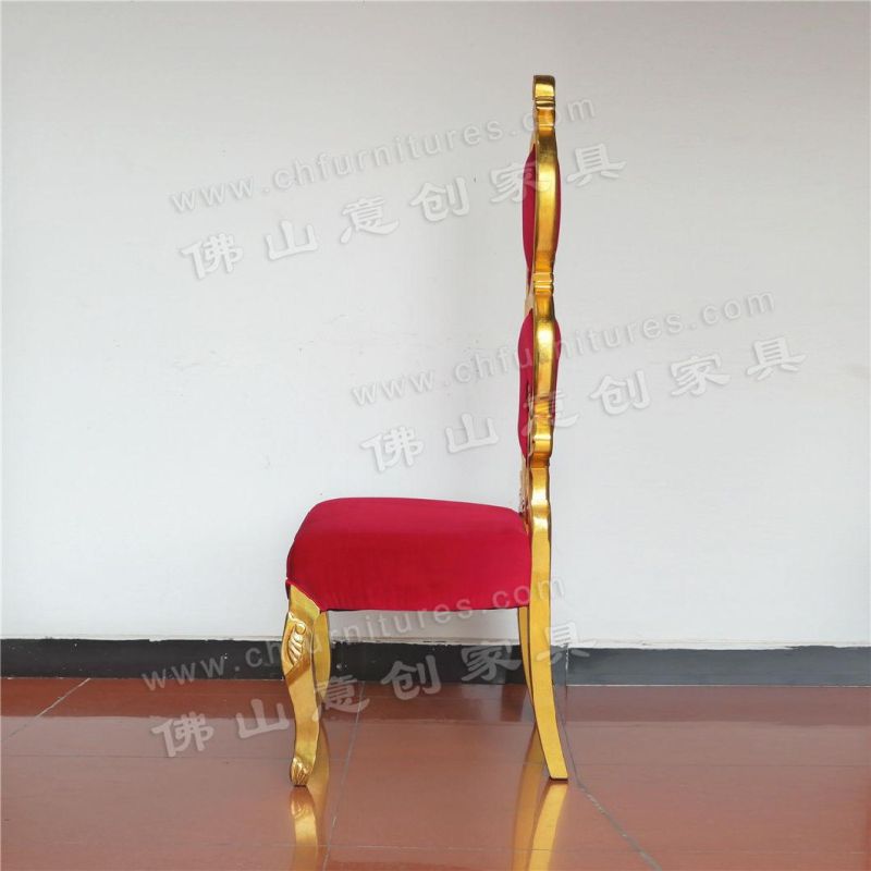 Luxury Golden Solid Wood Red Tufted Family Luxury Couple Chair Wedding Chair