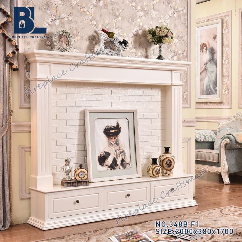 Modern Simple Hotel Furniture White Console TV Stand with Mount (348B)