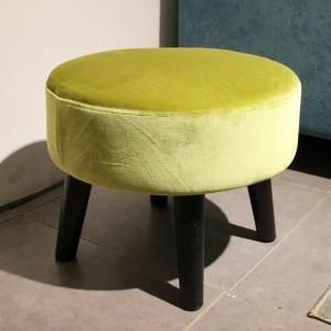 Round Ottoman with Fabric Upholstered for Home