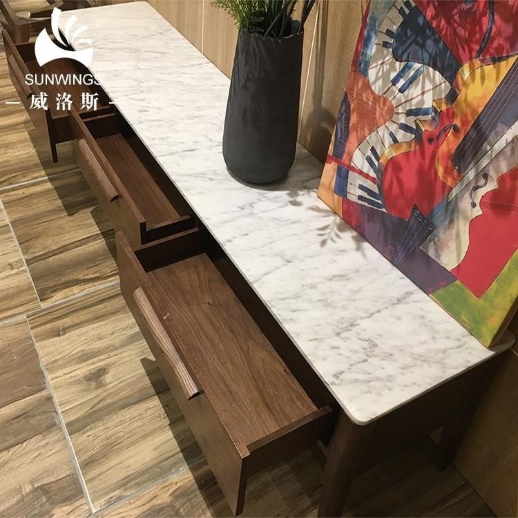 Marble Top TV Stand High Grade Ash Wood Frame