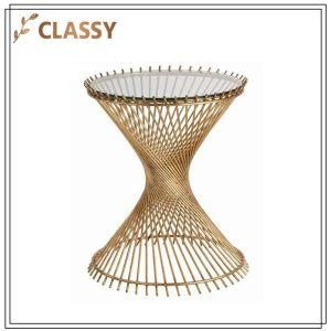 Glass Top Lots of Stainless Steel Strip Base Coffee Table