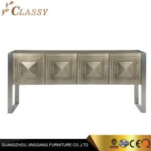 Ancient Maple Veneers and Stainless Steel Drawer Cabinet for Home Hotel Villa