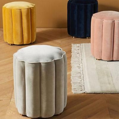Highest Quality Pouf Footstool Garden Flower Shape Stools with Fabric