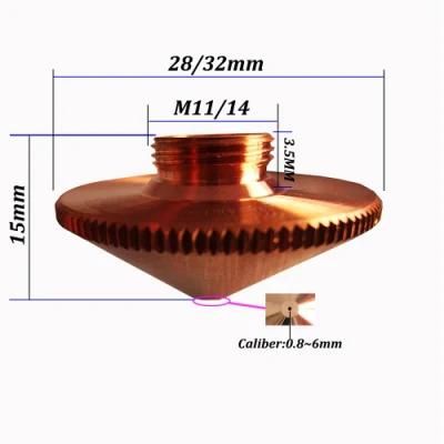 Yutai Nozzles Dia. 28/32mm Caliber 0.8 - 6.0mm Single /Double Layers Laser Nozzle for Laser Cutting
