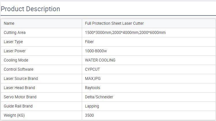 3015h Series Fiber Laser Cutting Machine for Metal Stainless Steel Carbon Steel 1000W 3000W 5000W 6000W 8000W 10000W