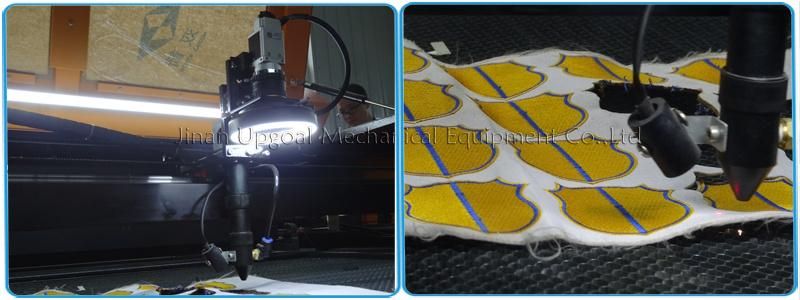 Batch Precision Fabric Embroidery Logo CO2 Laser Cutting Machine with CCD Camera