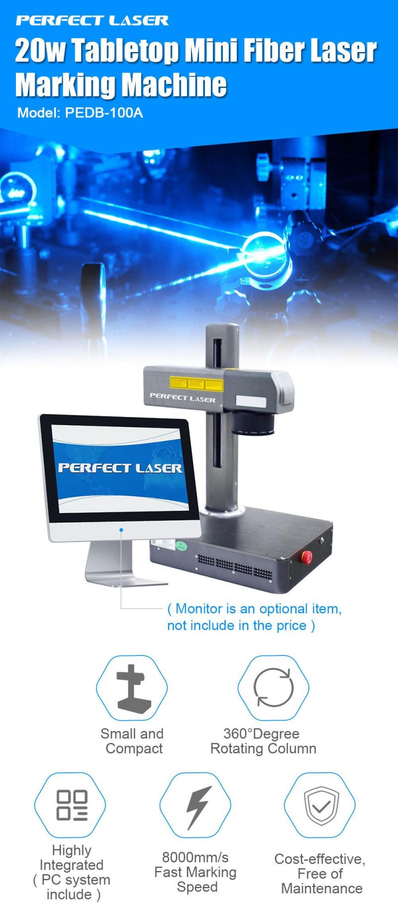 Desktop Mini 20W Metal Logo Fiber Laser Marking Machine