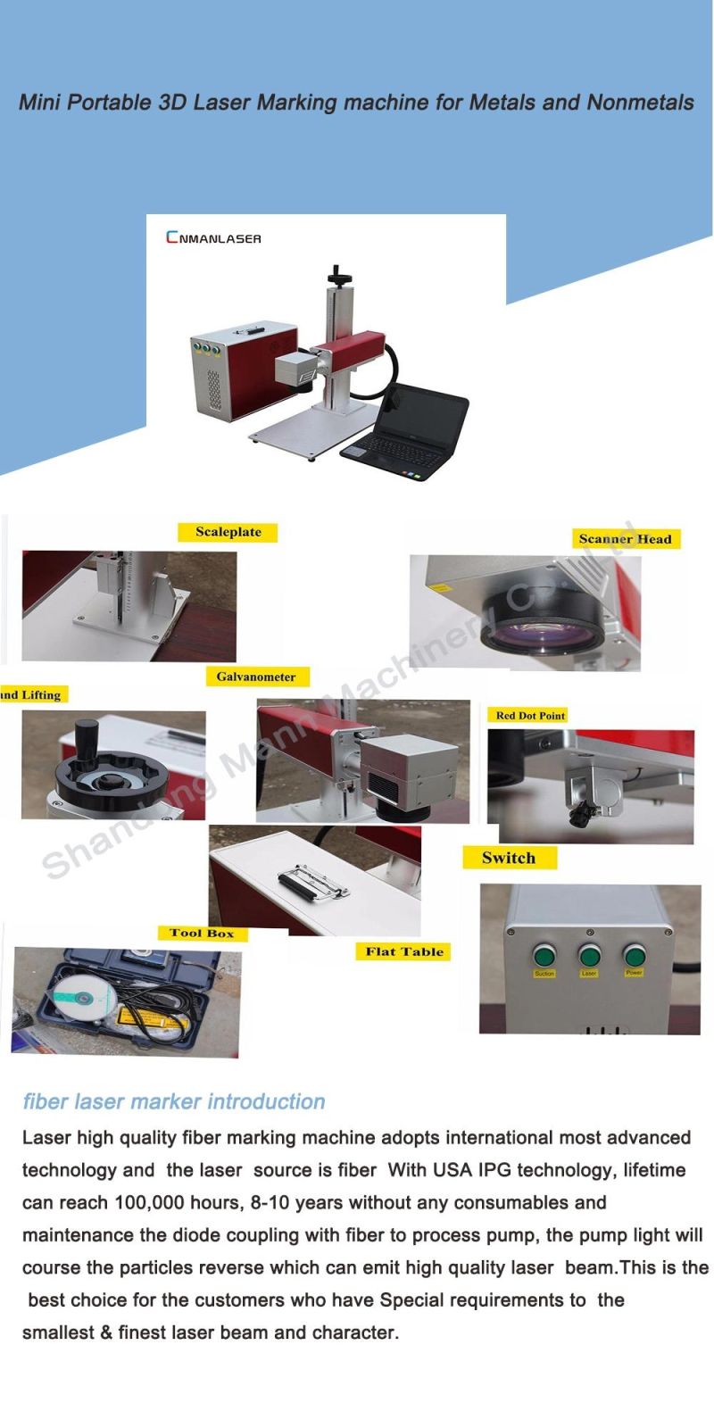 Mini Portable 3D Laser Marking Machine for Metals and Nonmetals