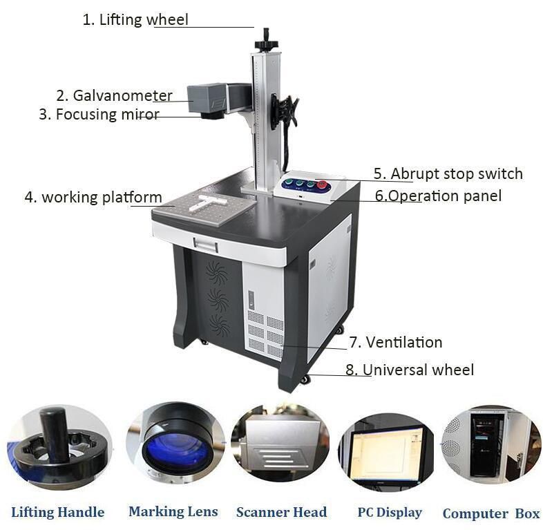 20W Stainless Steel Laser Marking Machine with PC Control System