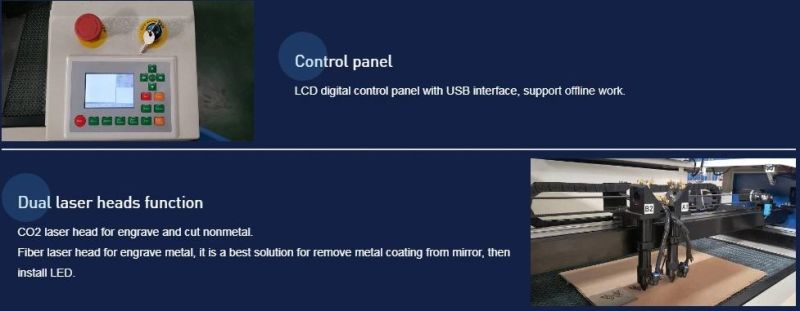 Double Heads CO2 Laser Engraving Cutting Fiber Marking Machine