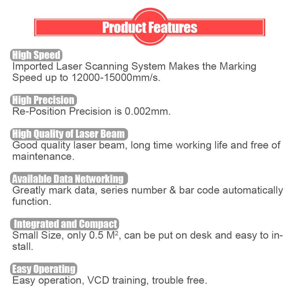 Hot Sale Marking Equipment 10W 30W 60W Paper Plastic CO2 Laser Marker