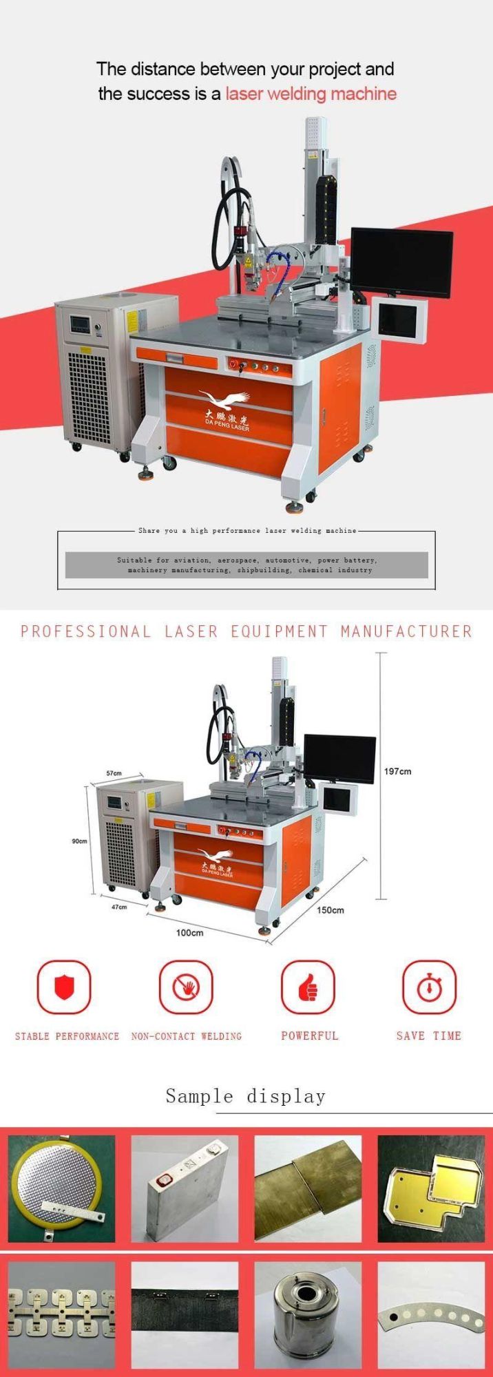 Electric Vehicles 1000W 1500W Laser Welding Machine on Battery