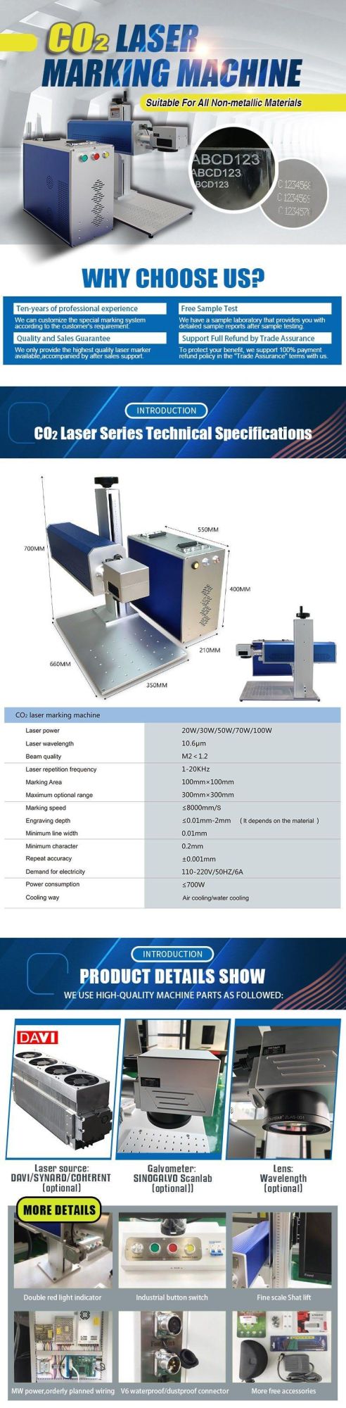 Portable Small Fiber Laser 20W 30W 50W 100W Max Raycus Jpt CNC Desktop Color Fiber Laser Marking Machine Price for Metal Sale