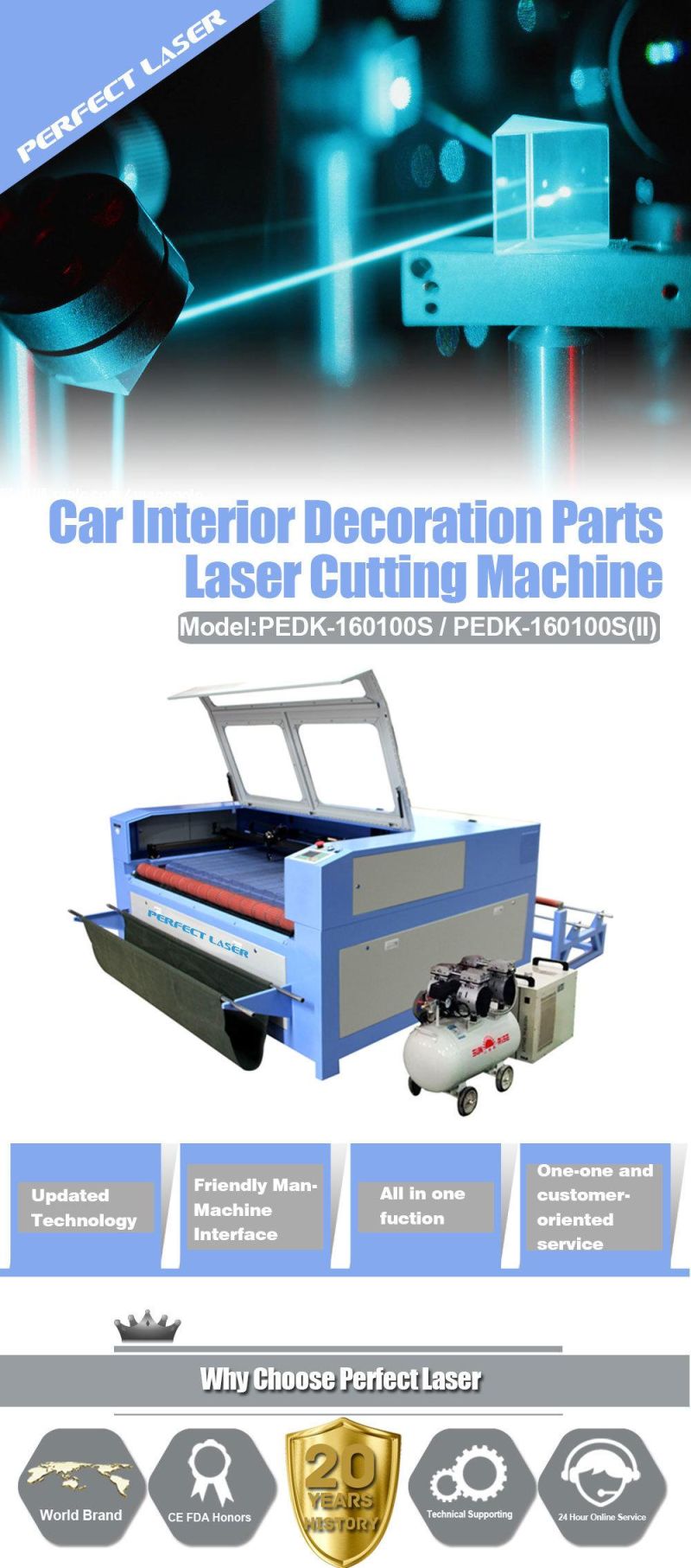13090 Reci 100W 120W 150W CO2 Laser Cutting Engraving Machine for Fabric