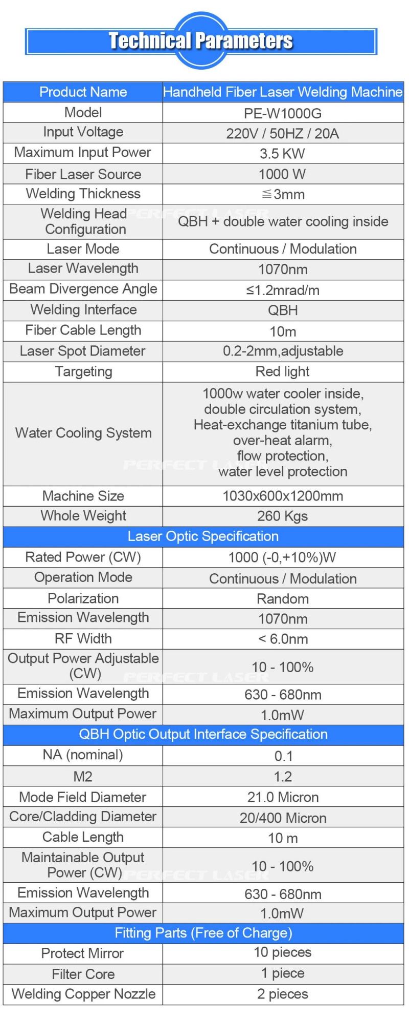 Factory Direct Price of Portable 1000W 3mm Metal Thickness Fiber Laser Welding Machine