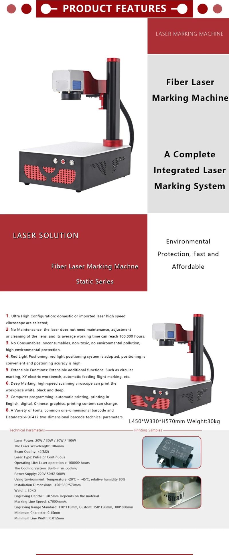 Lueb Portable Desktop Laser Marking Machine Industrial Fast Marking Laser Coding Machine Marking Image/ Date/ Serial Number