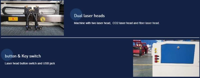 Metal Nonmetal Marking Engraving Etching CO2 Fiber Combined Univeral Laser Machine