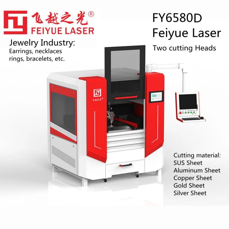 Fy6580d Best Double Cutting Heads Best Laser Cutting Machine Feiyue Laser Machines CNC High Precision Steel Copper Aluminum Ss Sheet Fiber Laser Cutting Machine