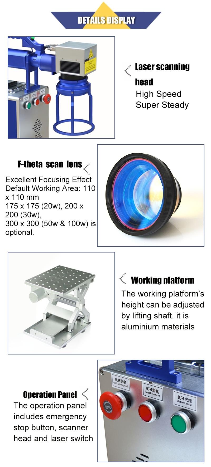 Easy Carry Fiber Laser Marking Machine with Marking Range Focus Lens