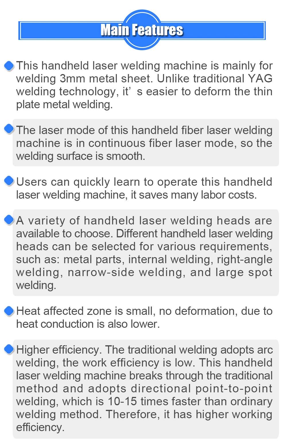 Factory Direct Price of Portable 1000W 3mm Metal Thickness Fiber Laser Welding Machine