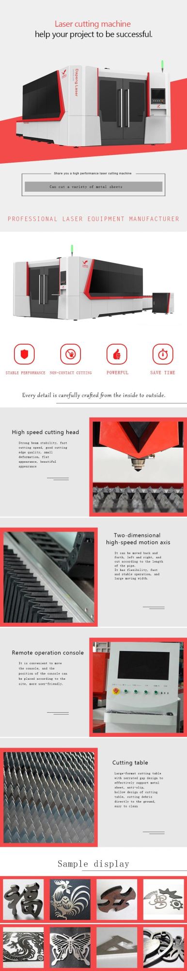 1000-3000W Full-Protection and High-Speed Fiber Laser Cutter