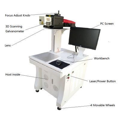 Haiyi 3D Color Printed Fiber Laser Marking Machine for Metal/Plastic/Tag/Key Chains/Pen