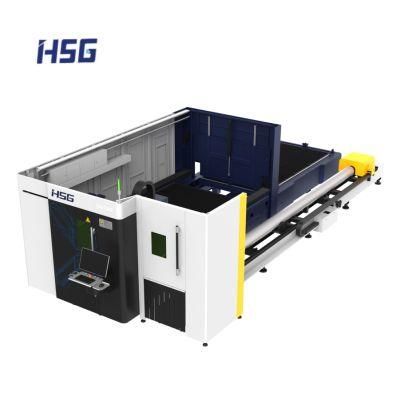 Sheet Tube Fiber Laser Cutter with Double Exchange Platforms