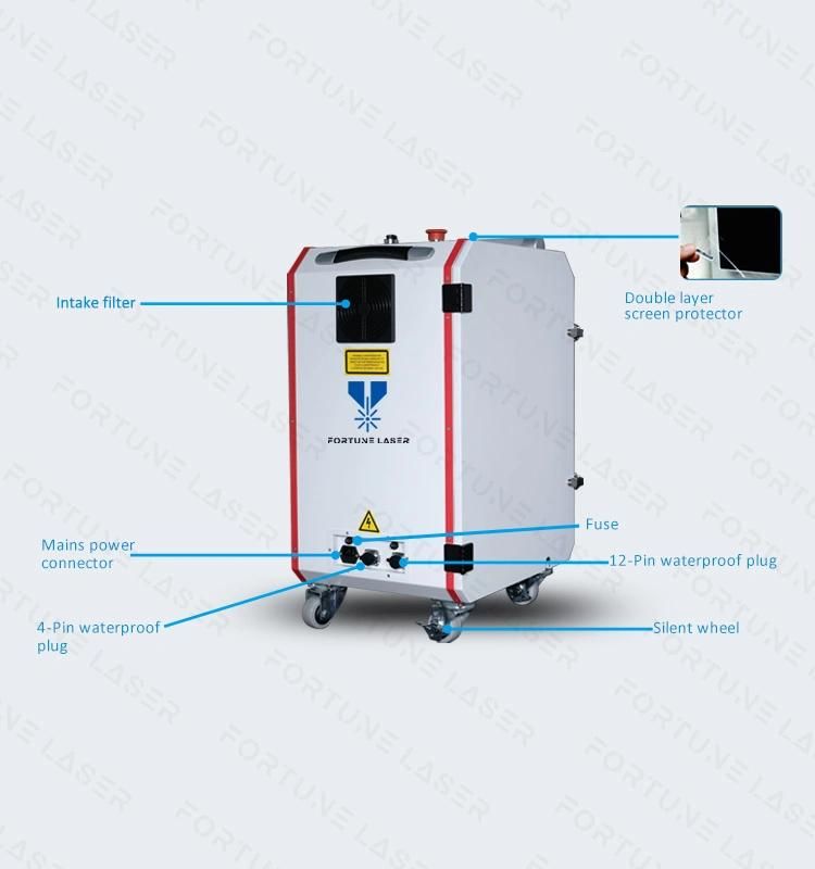 Portable Handheld Pulse Laser Rust Removal Machine for Paint Removal De-Coating Pre-Treatment Adhesive Bonding Coating Mold Cleaning De-Oiling